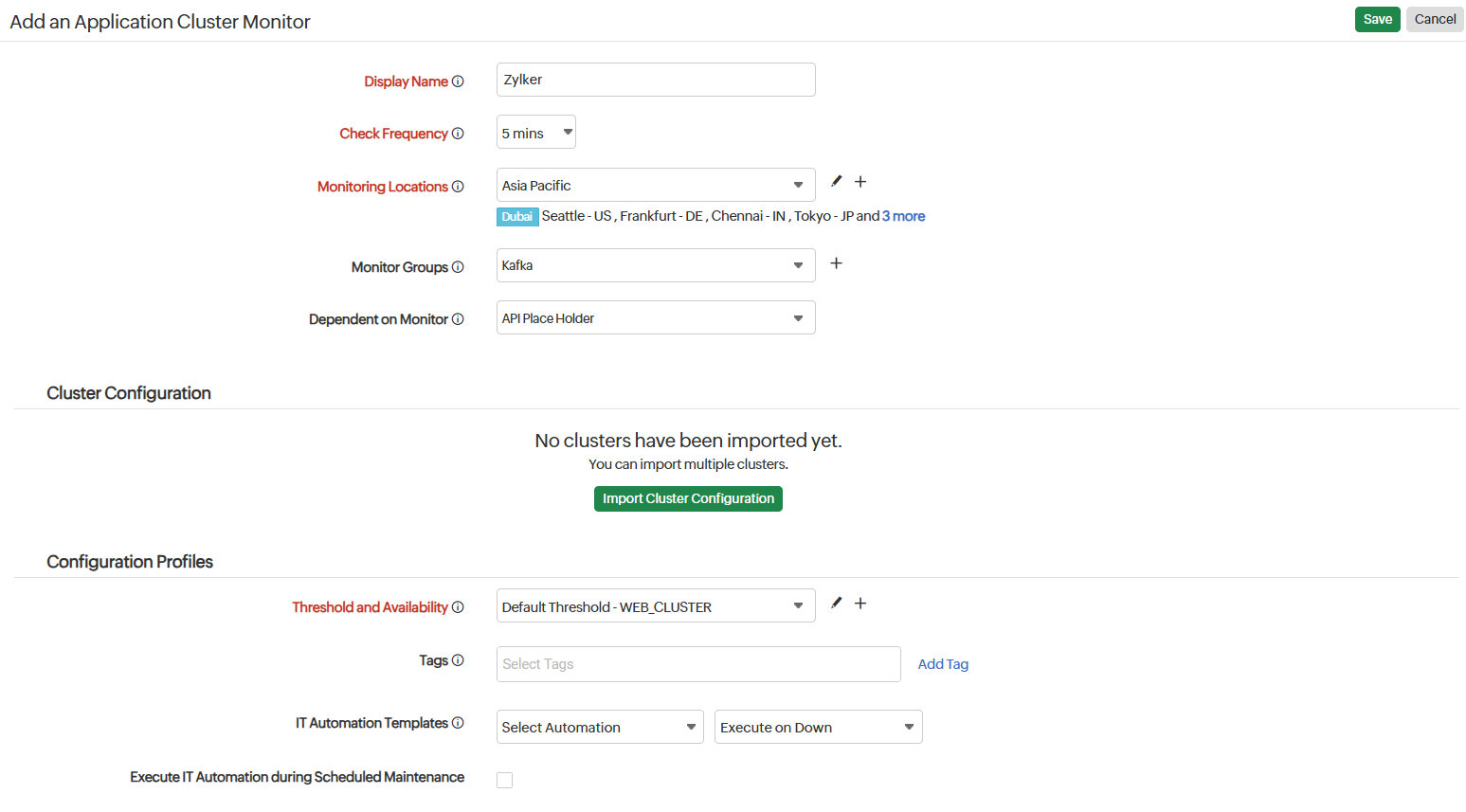 Add Application Cluster Monitor