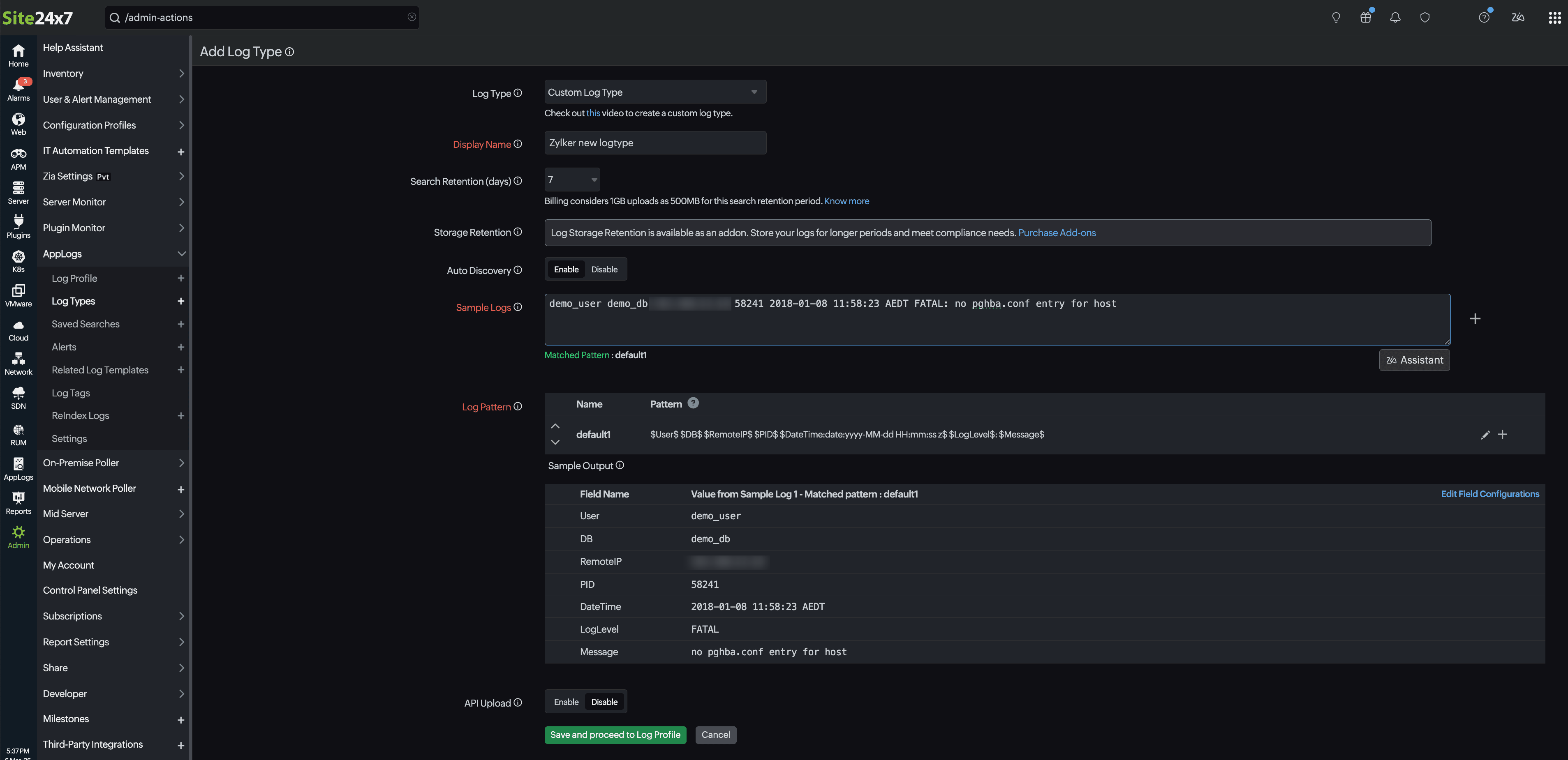 Add Log Type