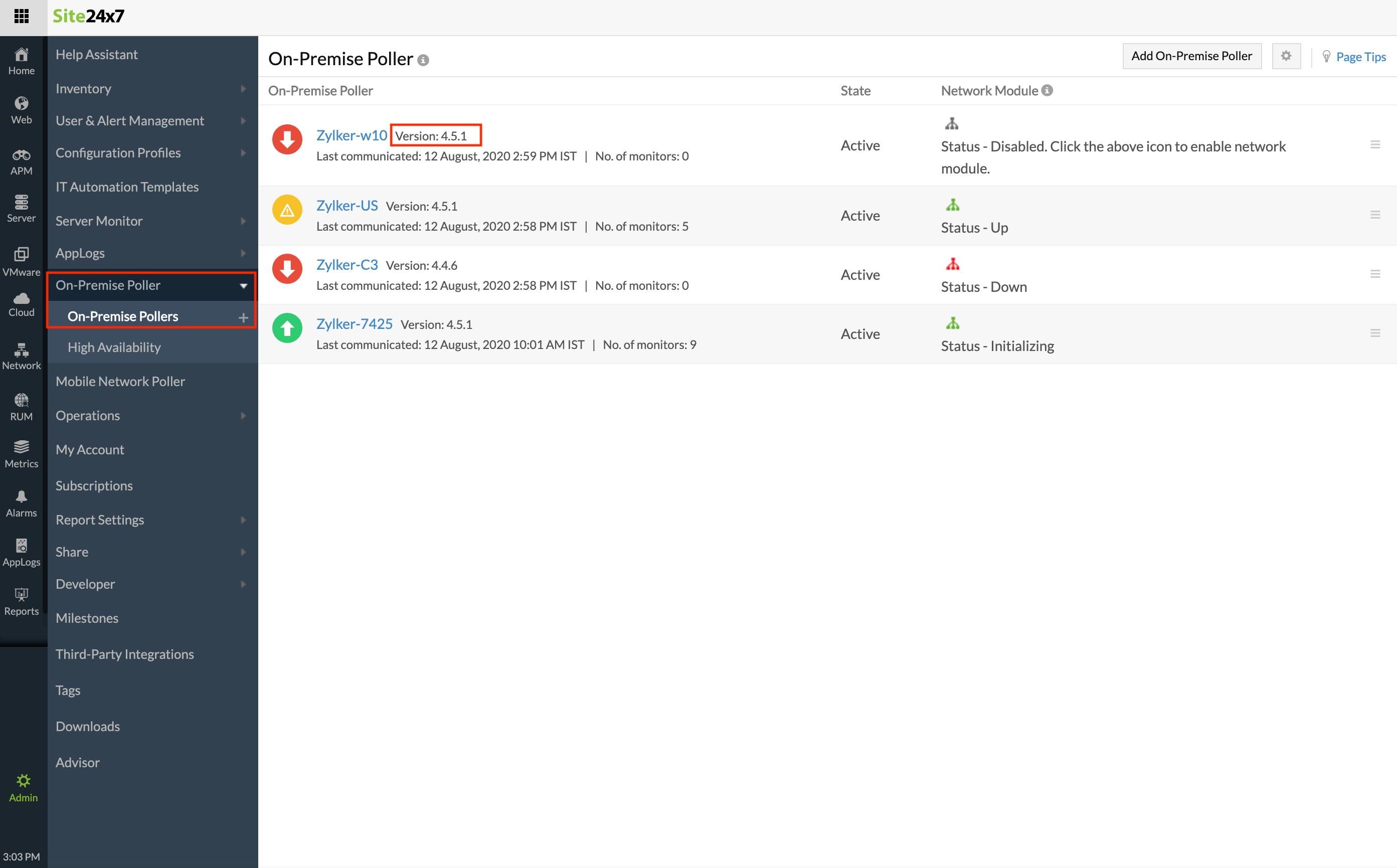admin-poller On-Premise Poller version