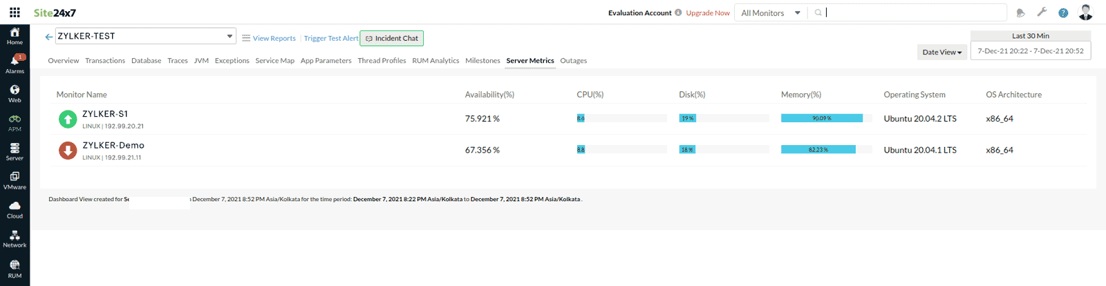 apm-app-lvl-instances-name APM-Server Integration App Level List