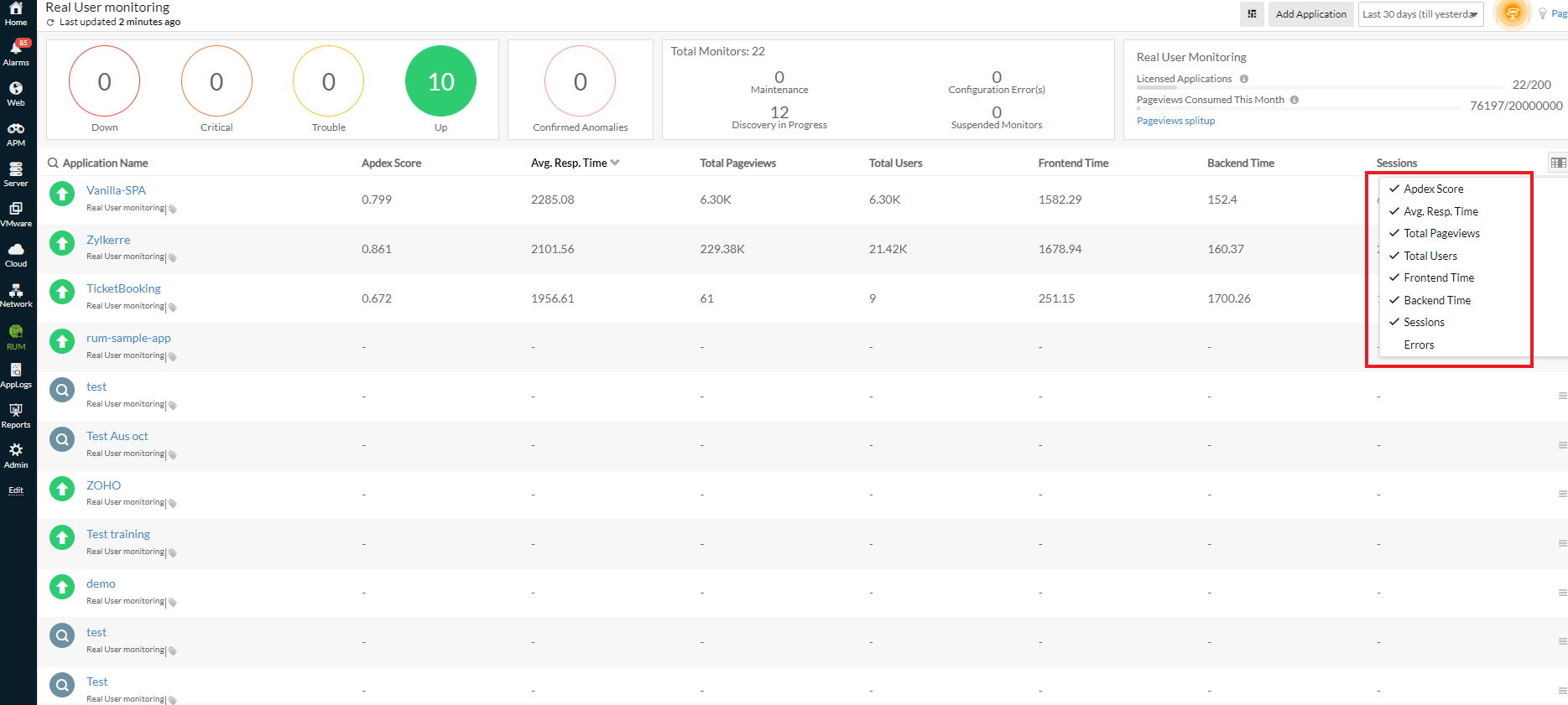 apm-rum-list-view