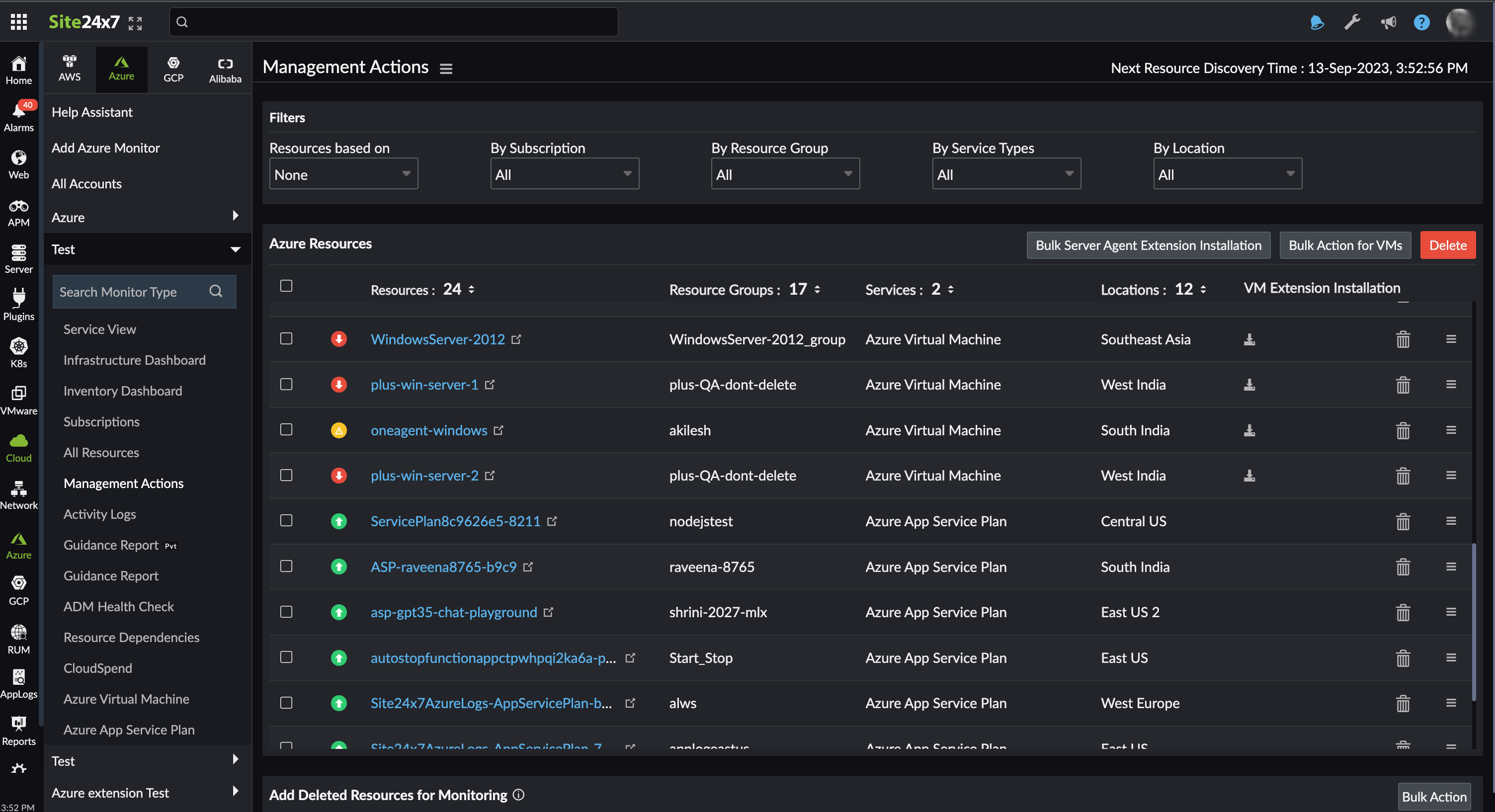 Azure Management Actions Azure Management Actions