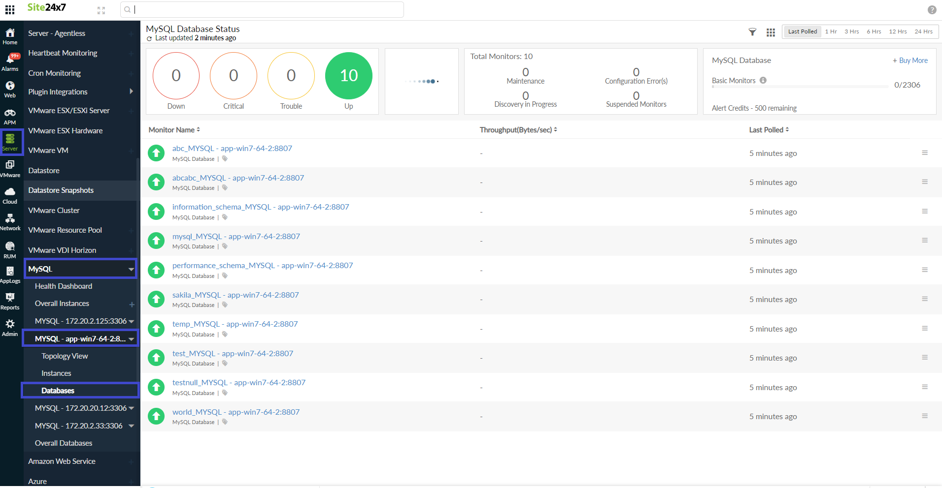 database page of mysql