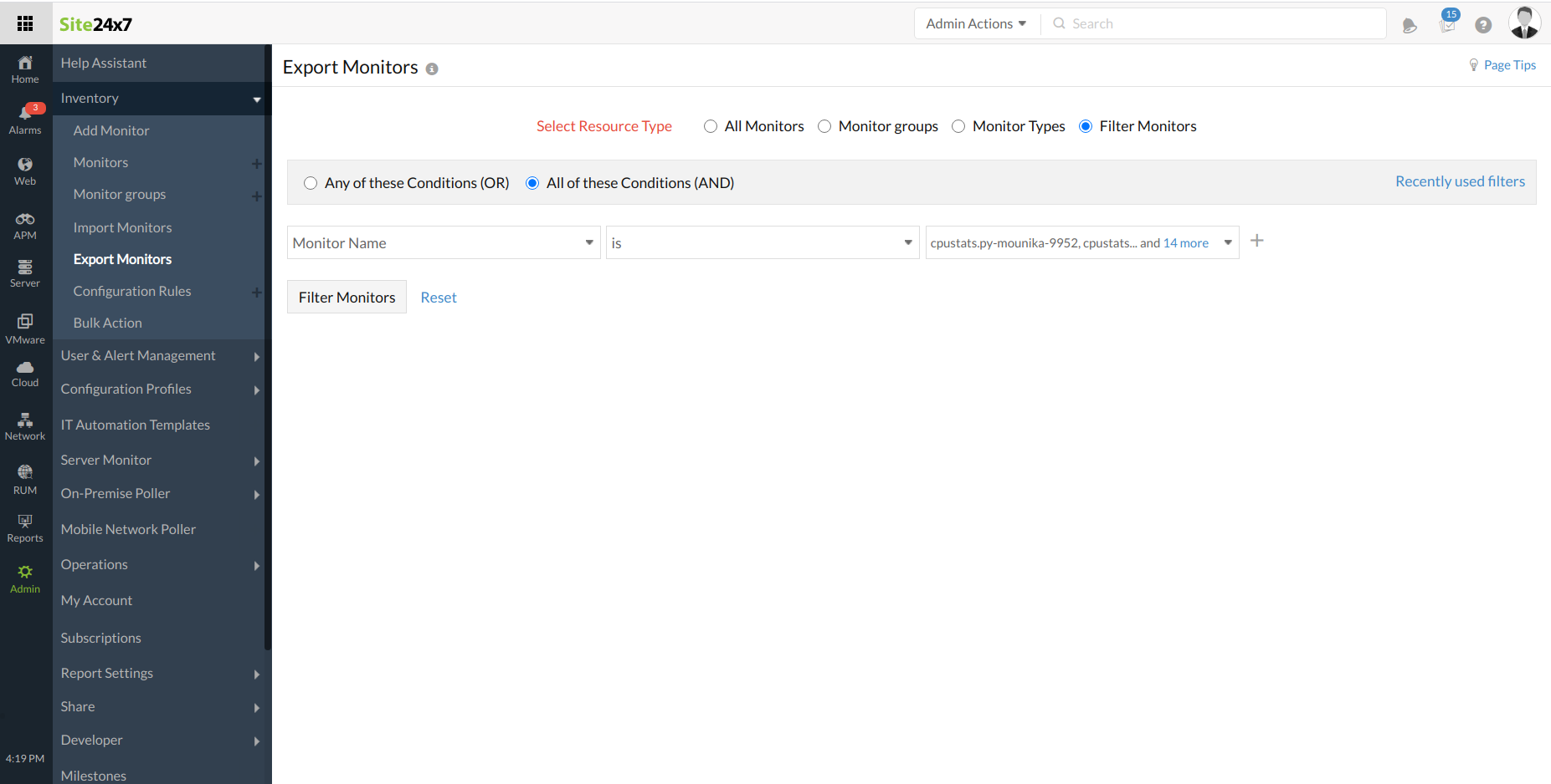 export-monitor-select-resource Learn how to select resource type while exporting the resources