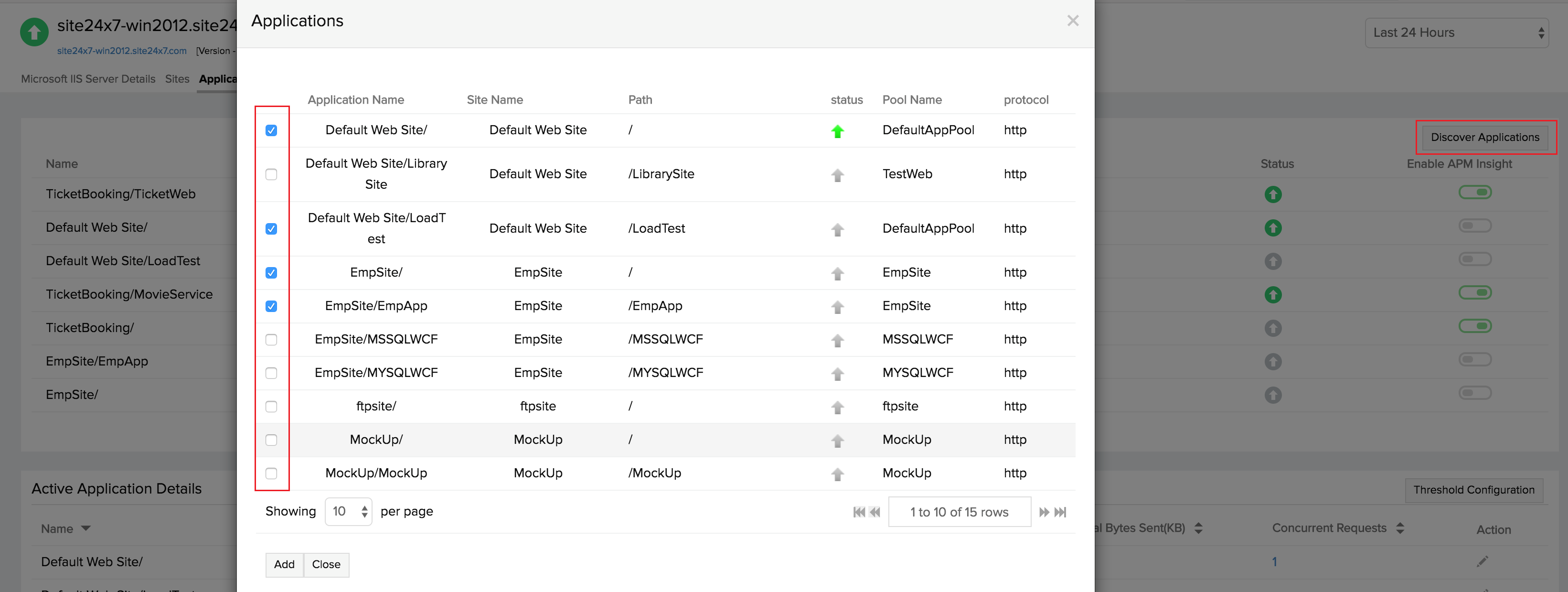 iis-licensing select applications for monitoring