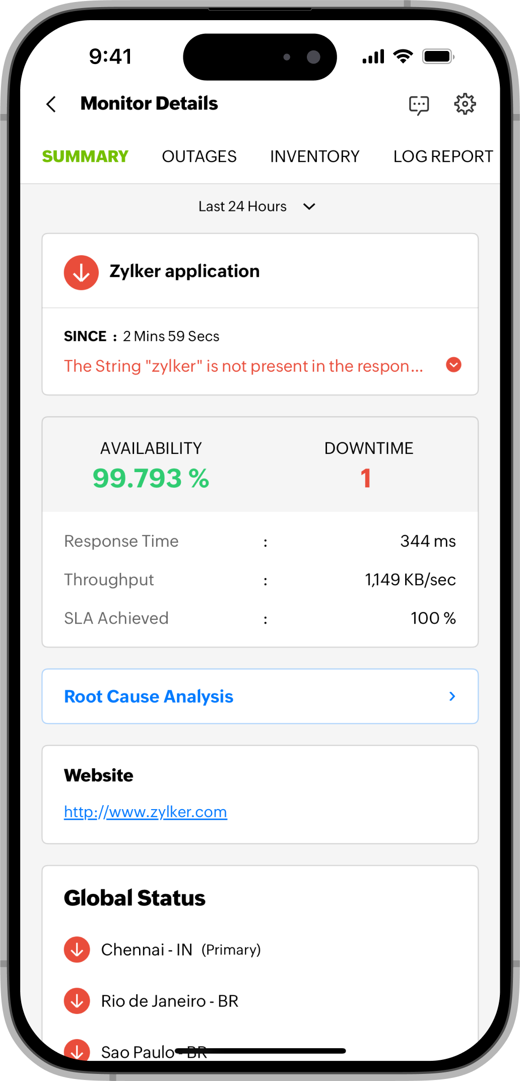 Monitor Details iOS Monitor Details iOS