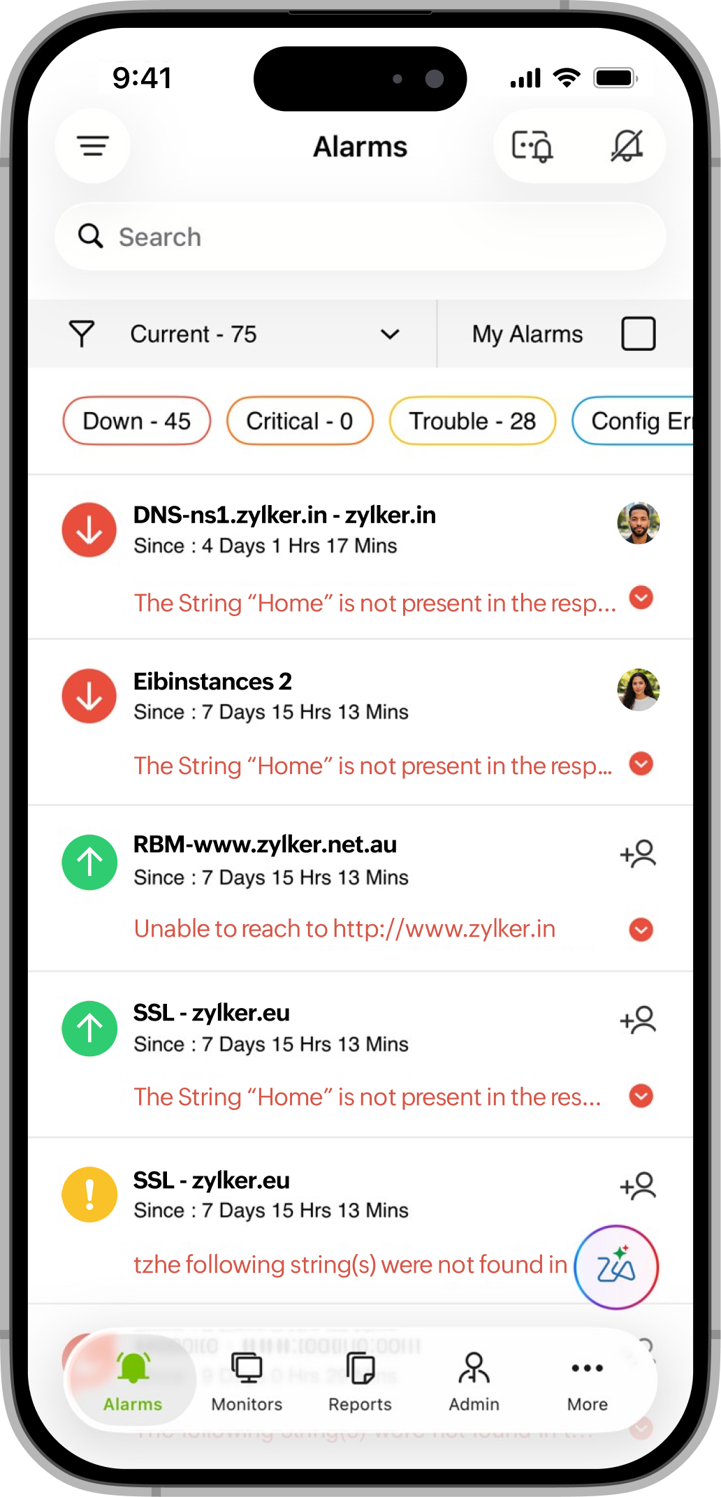 Zia iOS Alarms 