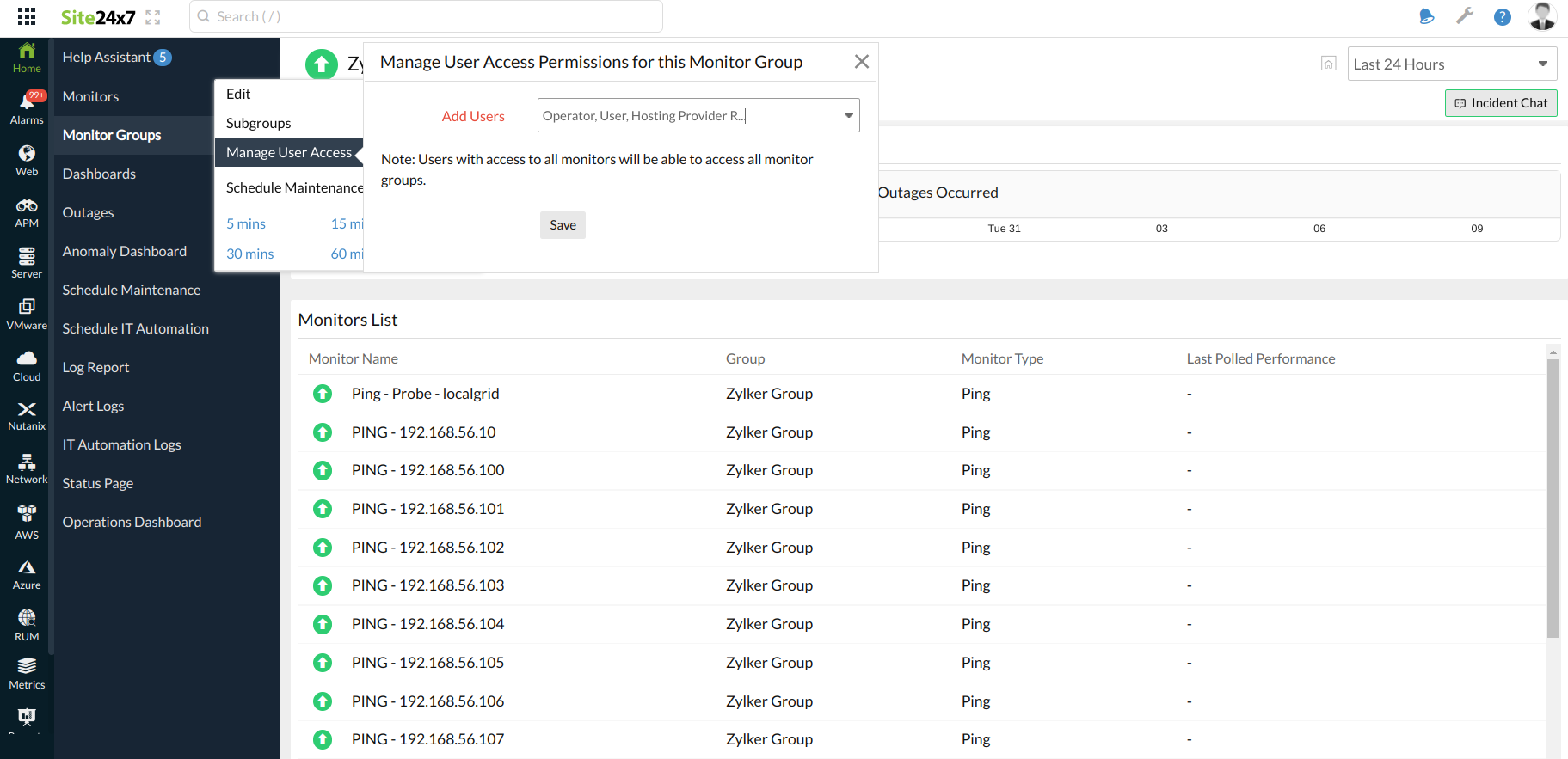 manage-monitor-group-users Associate or dissociate users in a monitor group