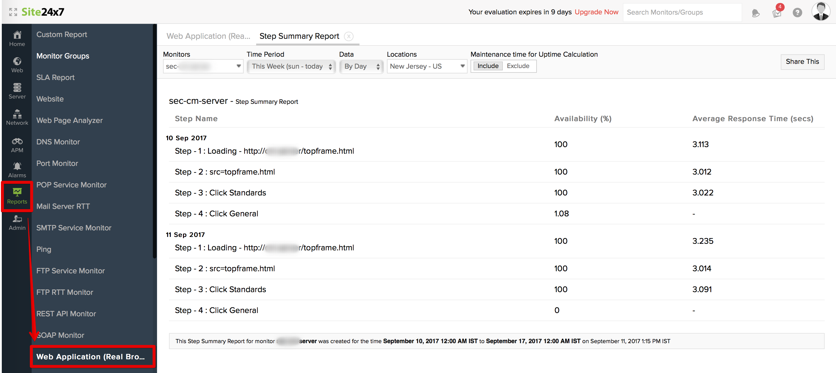 monitor-step-summary-report