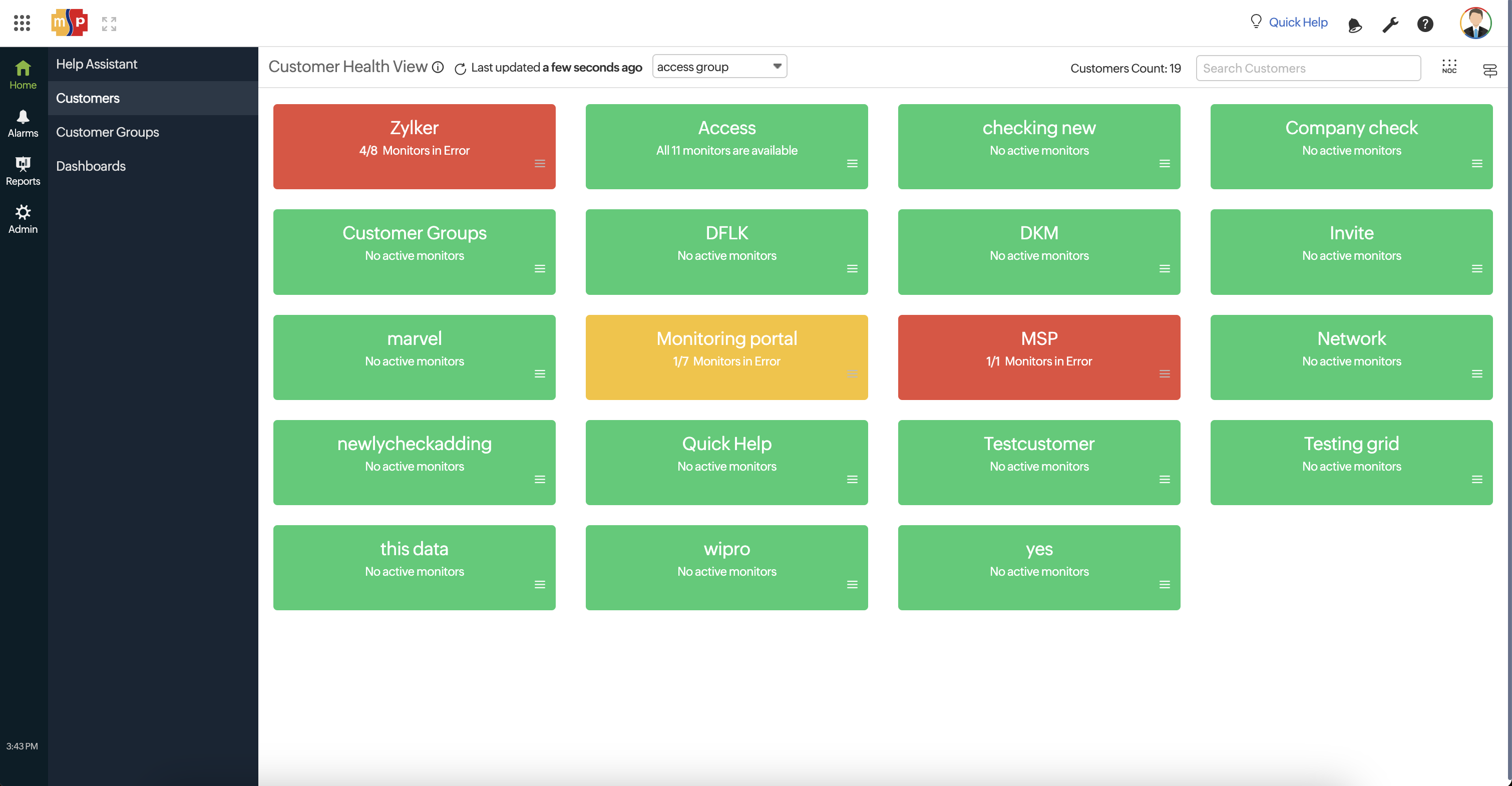 MSP Customer Health View MSP Customer Health View