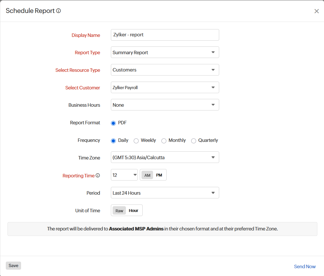 Scheduled Report - Summary report