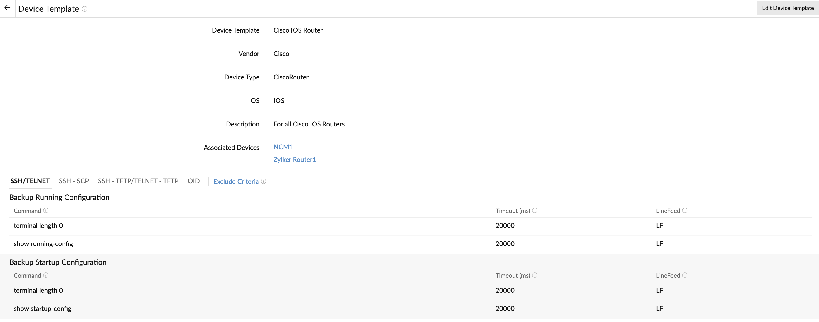 NCM-device-template Commands for operations using SSH - TFTP/TELNET - TFTP
