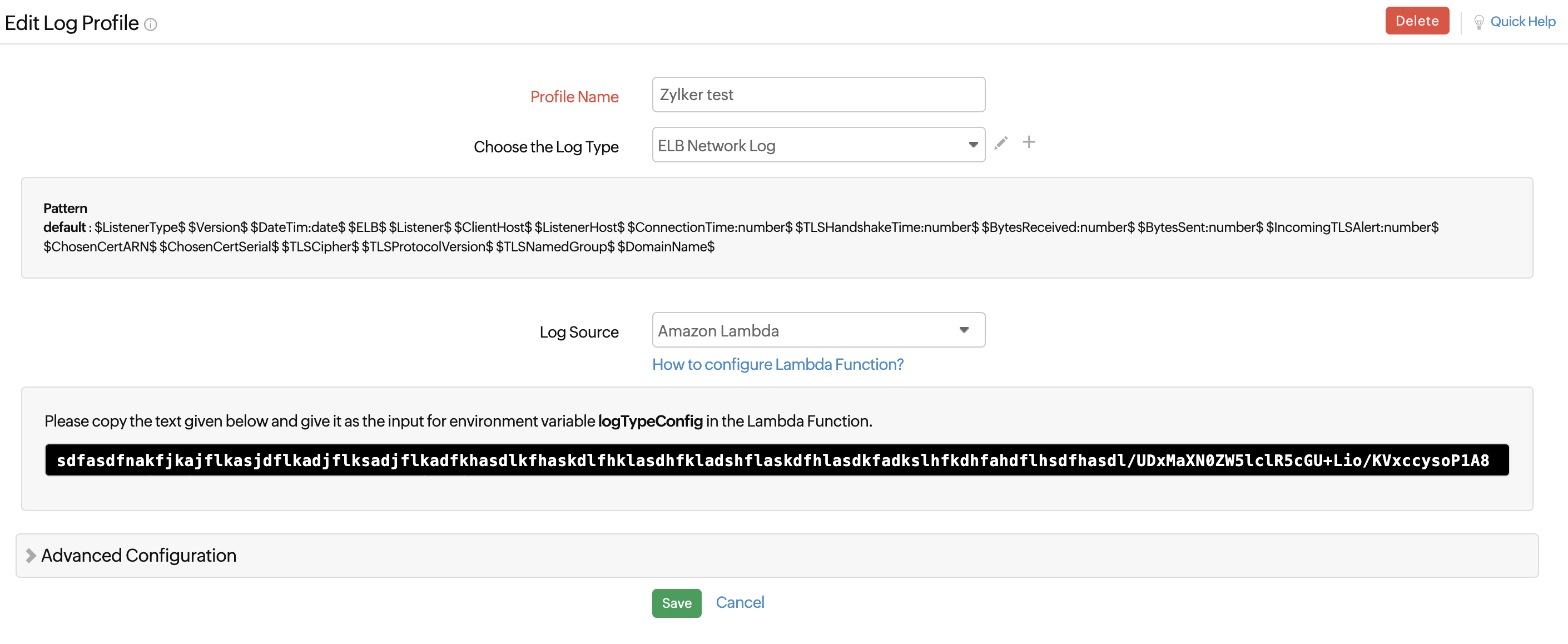 network-elb-variable logTypeConfig