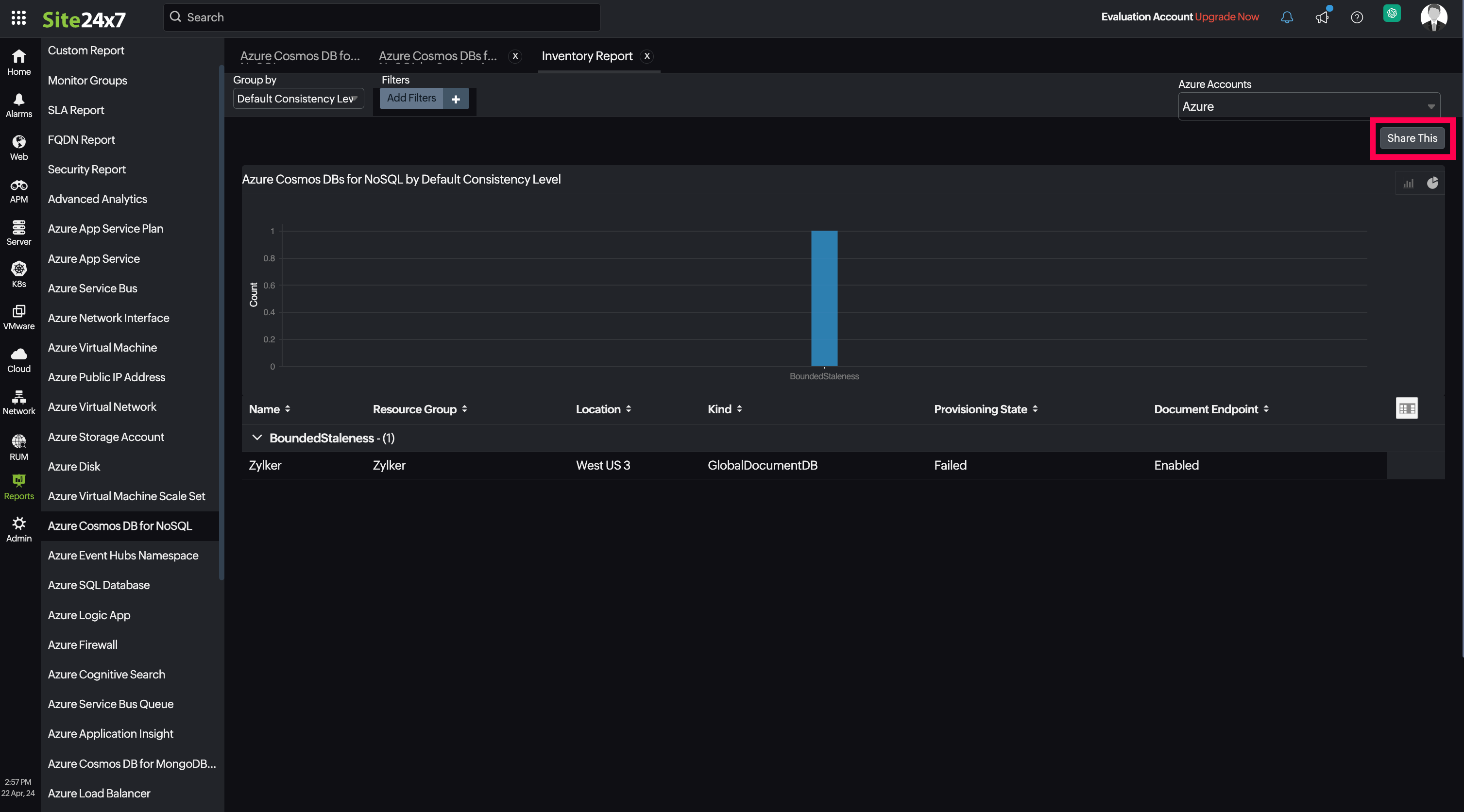 CosmosDB for NoSQL Inventory CosmosDB for NoSQL Inventory