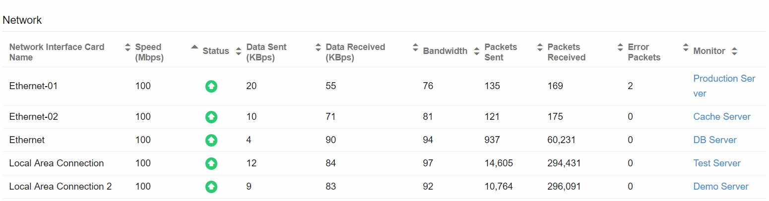 Server Network Adapter Report Server Network Adapter Report