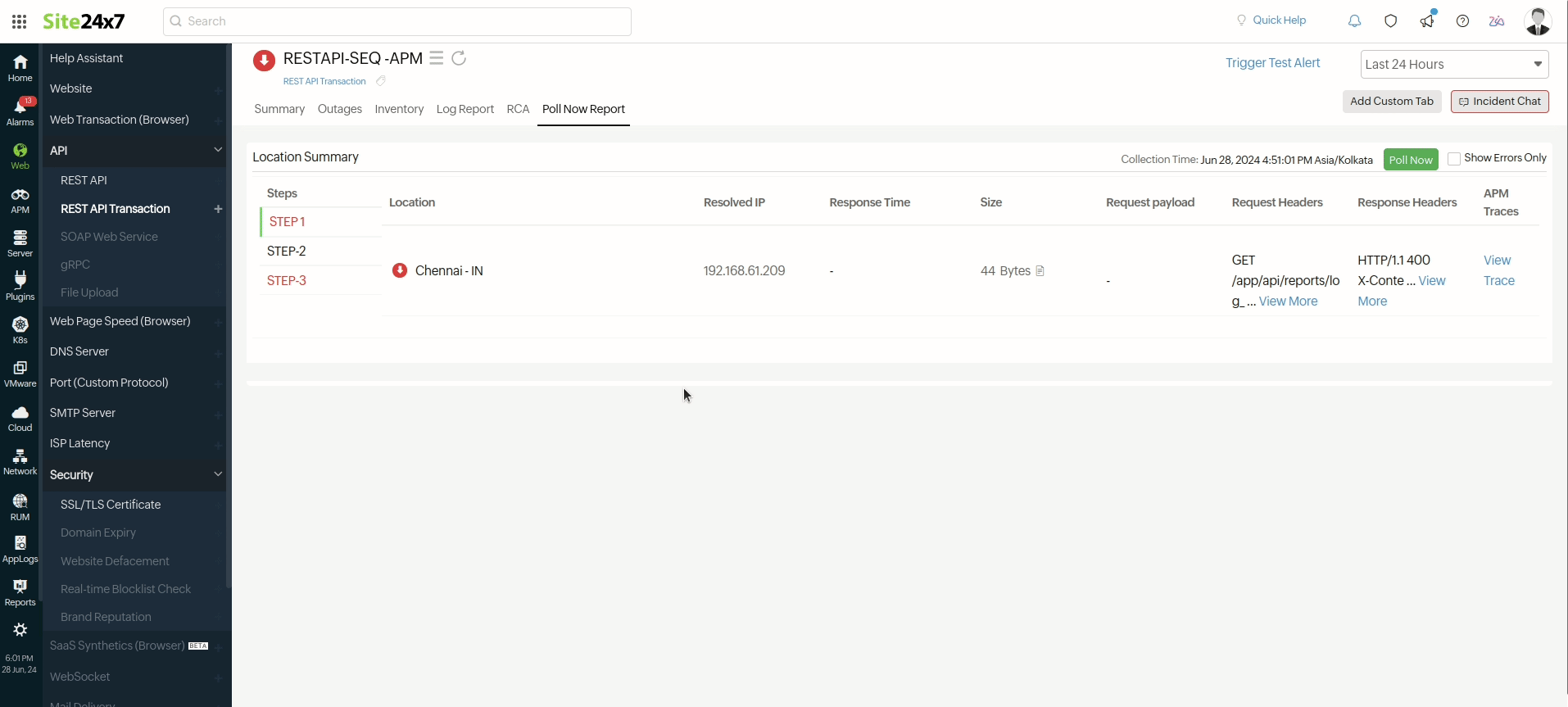 REST API Transaction Poll Now Report REST API Transaction Poll Now Report