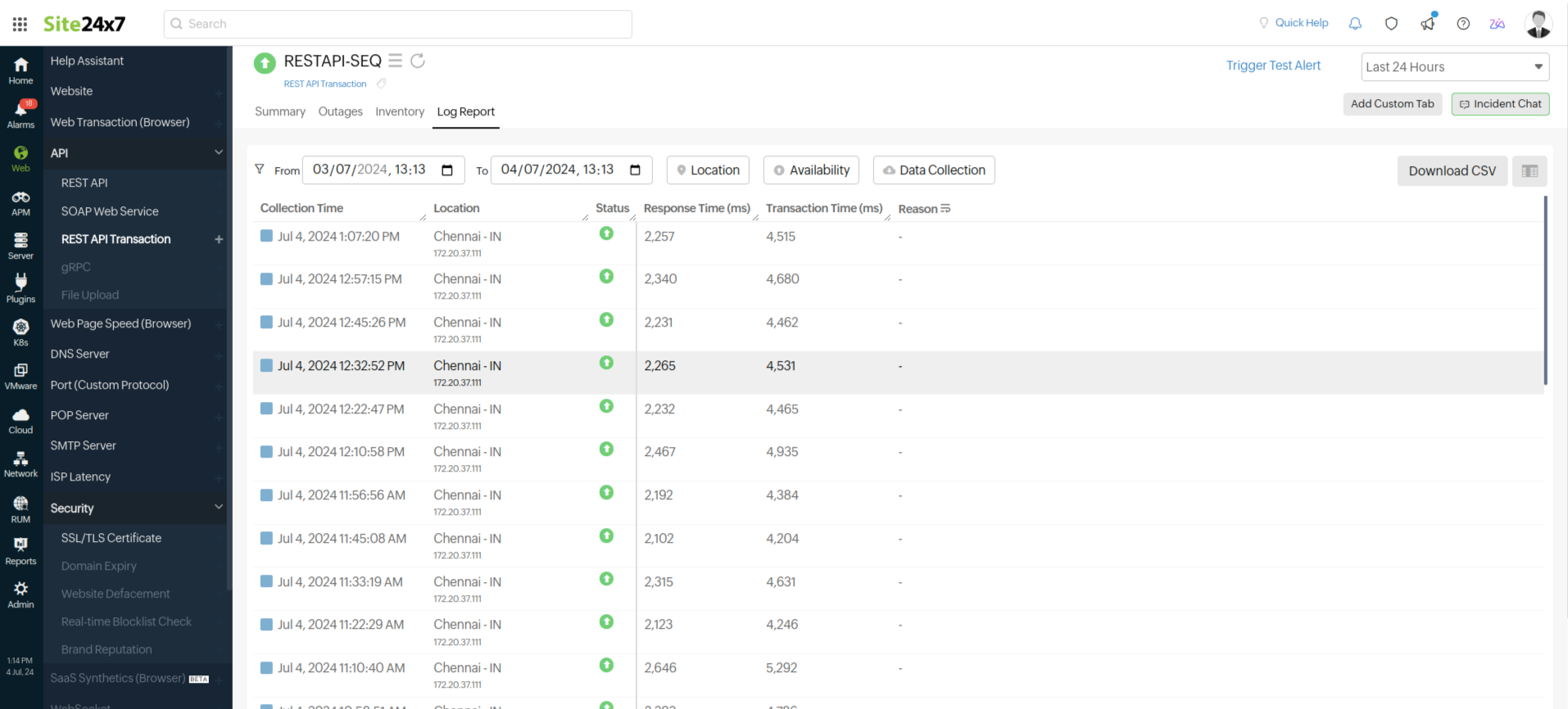 REST API Transaction Log Report REST API Transaction Log Report