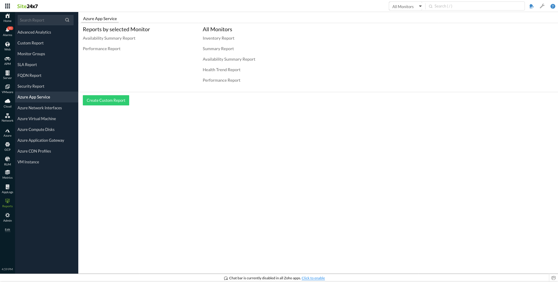 server-reports Azure Reports