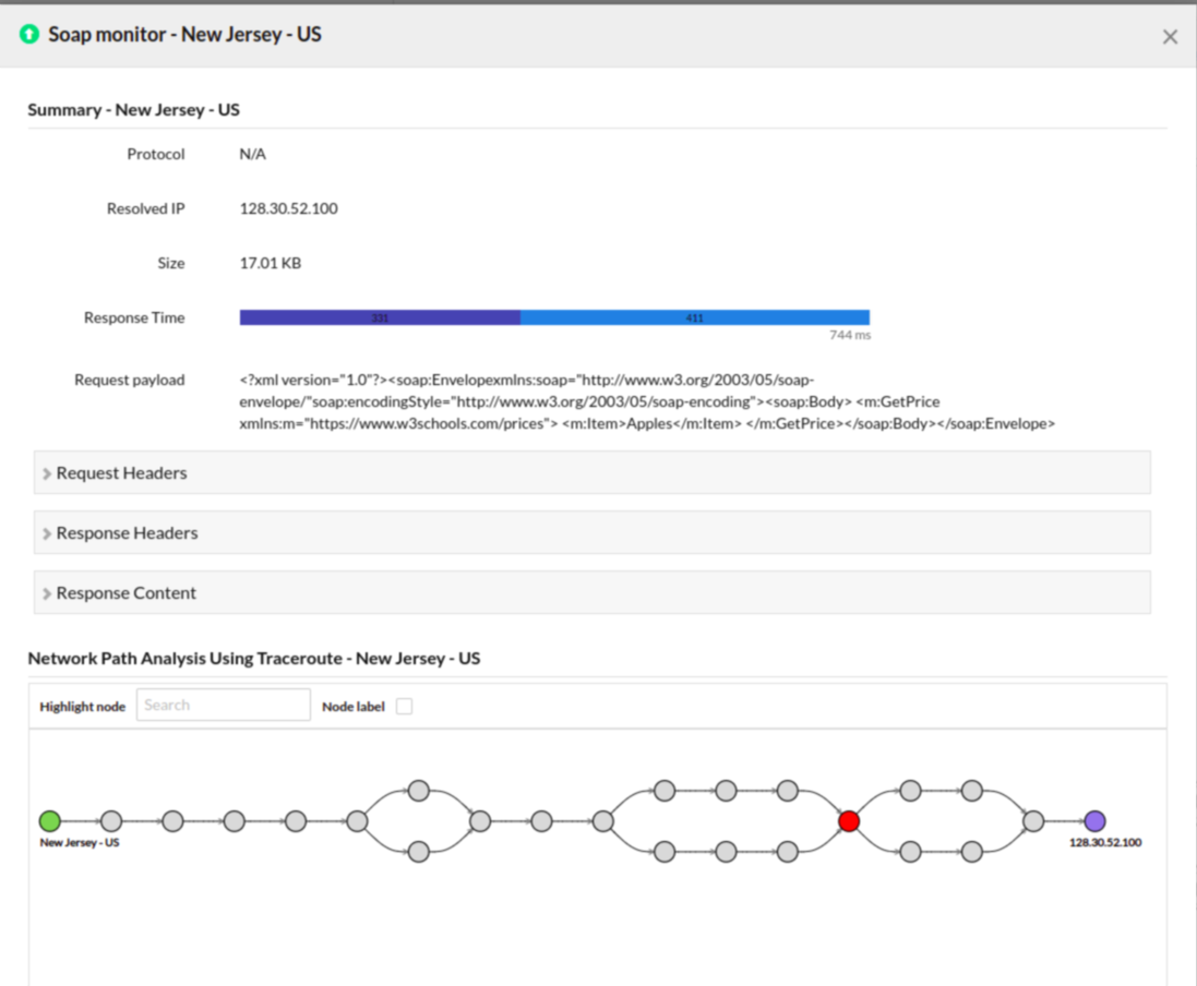 soap-poll-now-traceroute Poll Now report for a Soap monitor