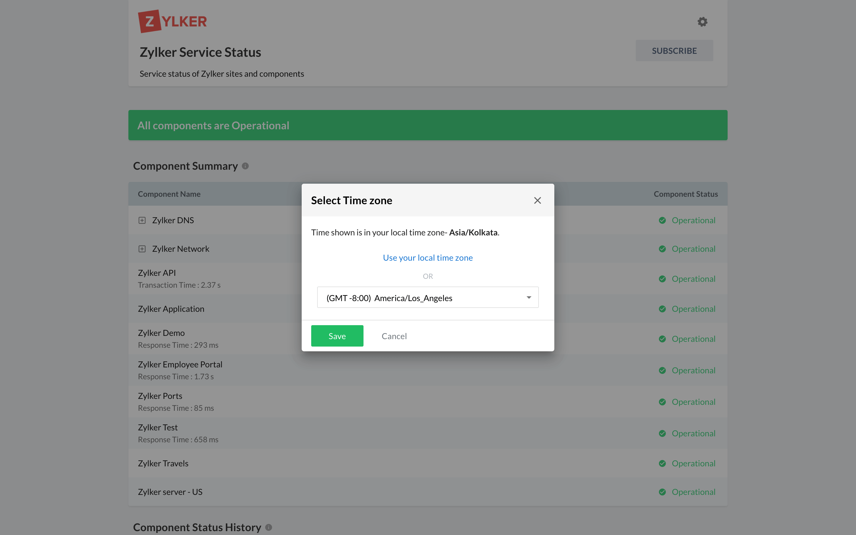 public-page-timezone Set the time zone of your preference