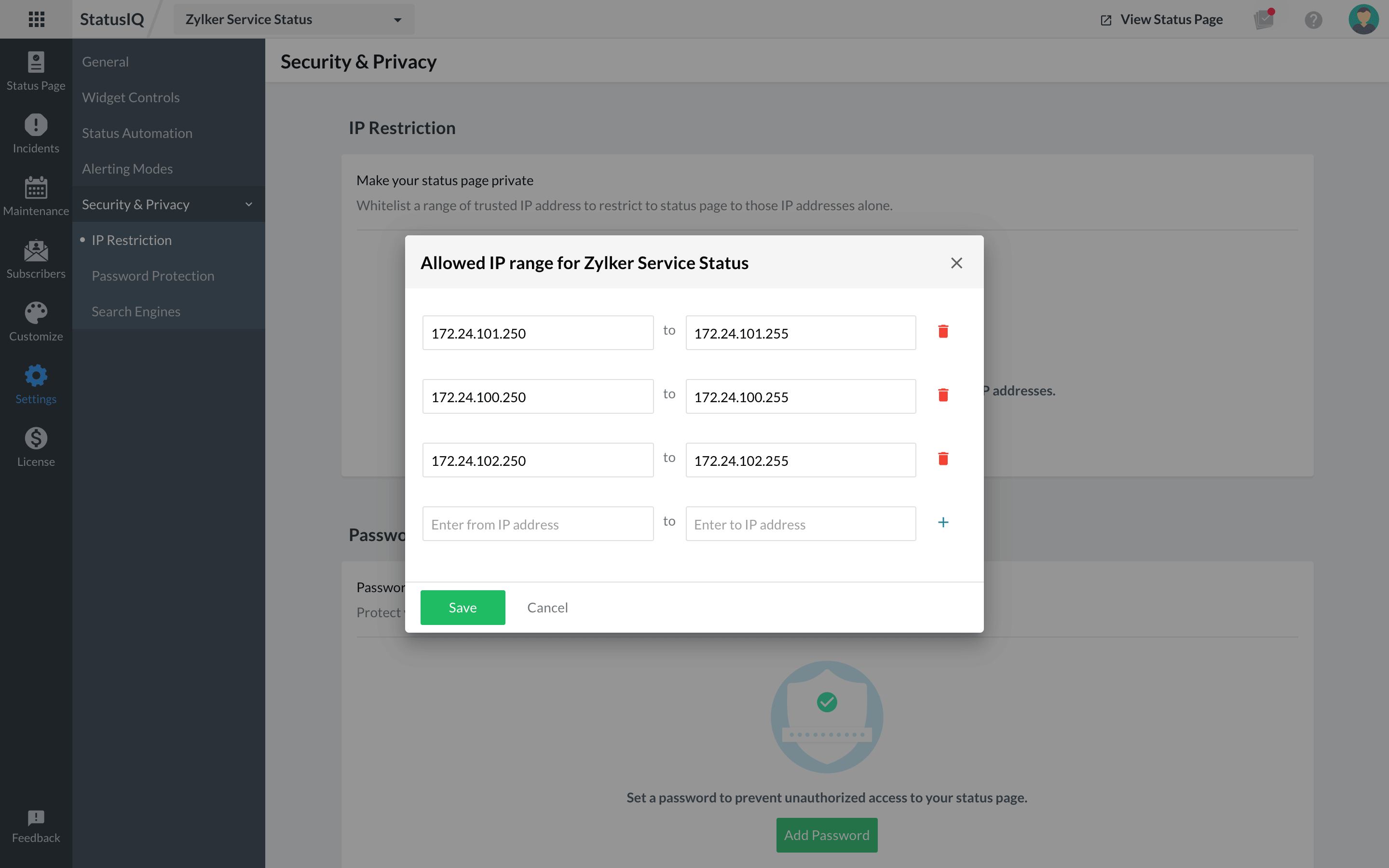 settings-privacy-ip-restriction Restrict your status page to selected ip addresses