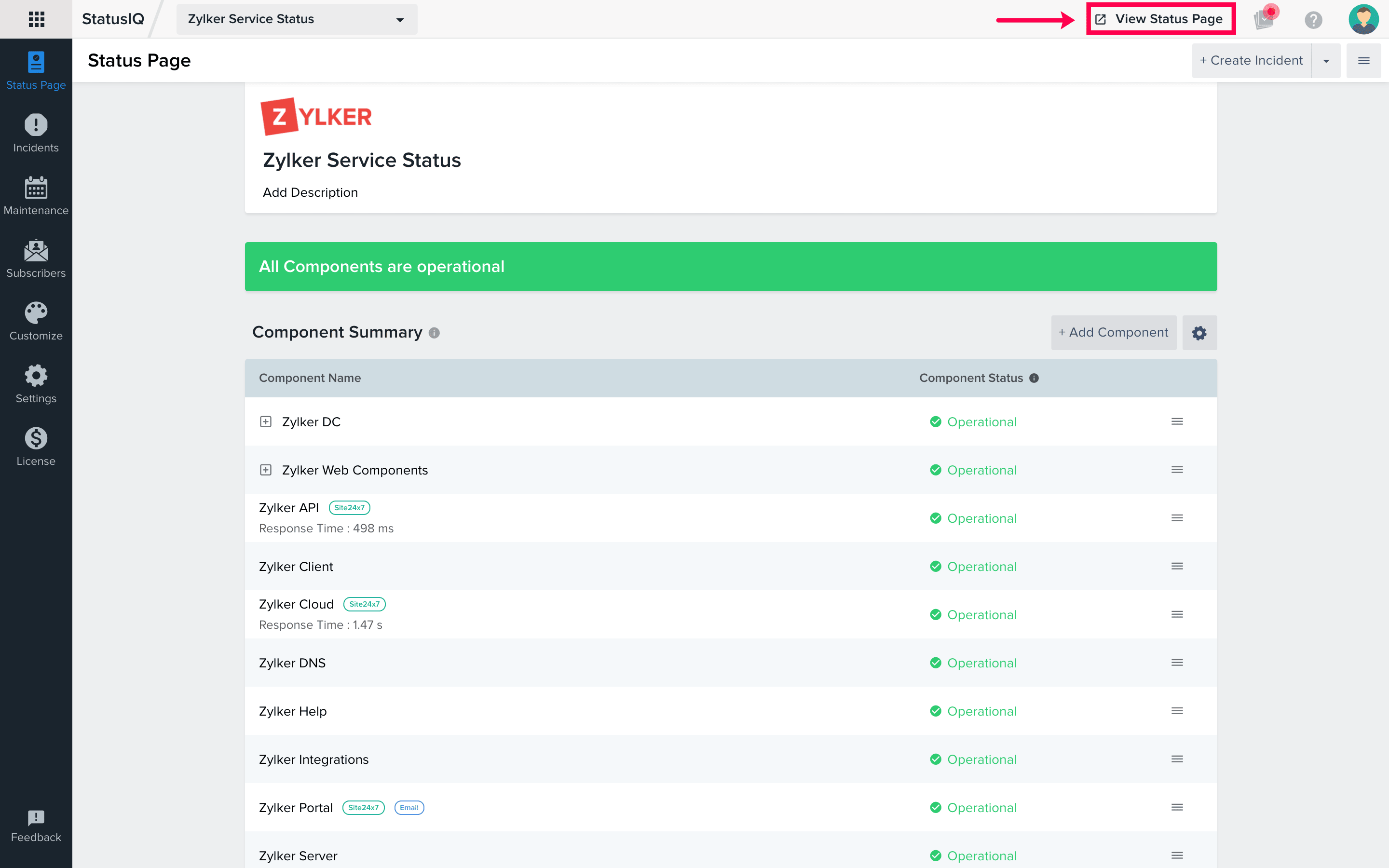 view-status-page View your status page