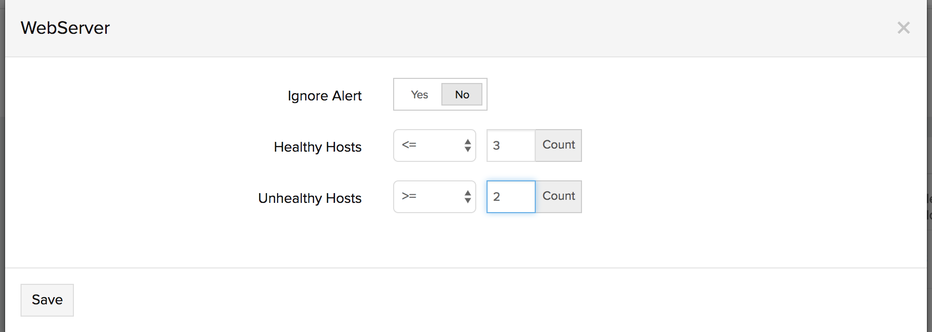 Set up thresholds per target group basis configure thresholds for metric data healthy/unhealthy host count per target group