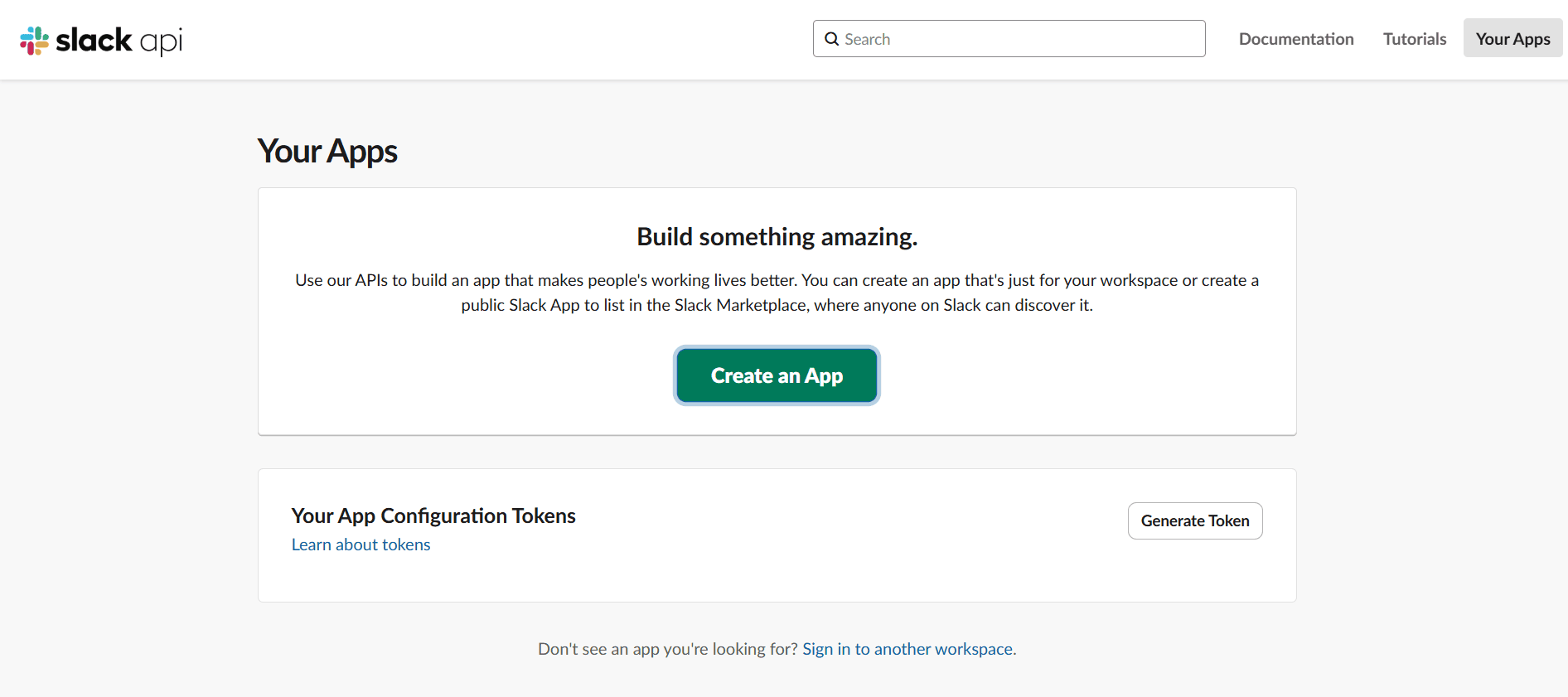 Slack create app for token Slack create app for token
