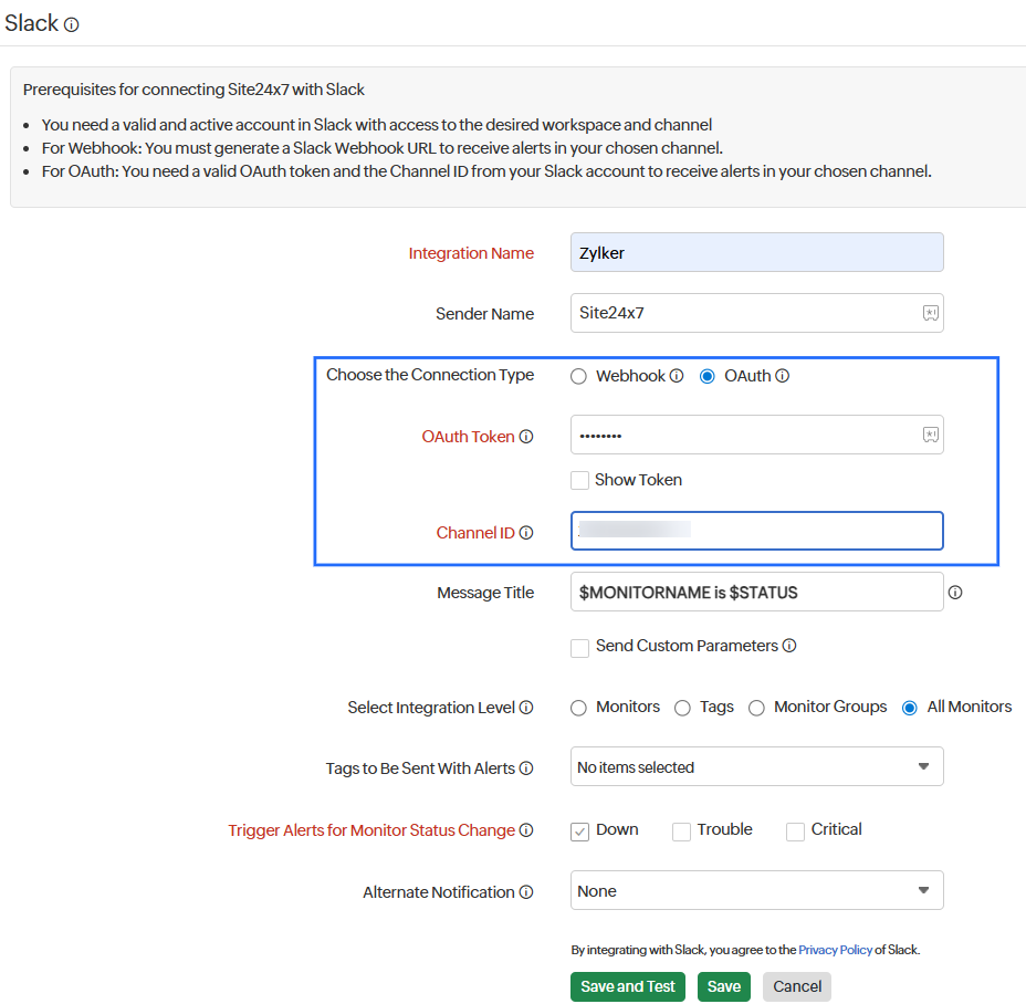 Slack Integration OAuth Slack Integration OAuth