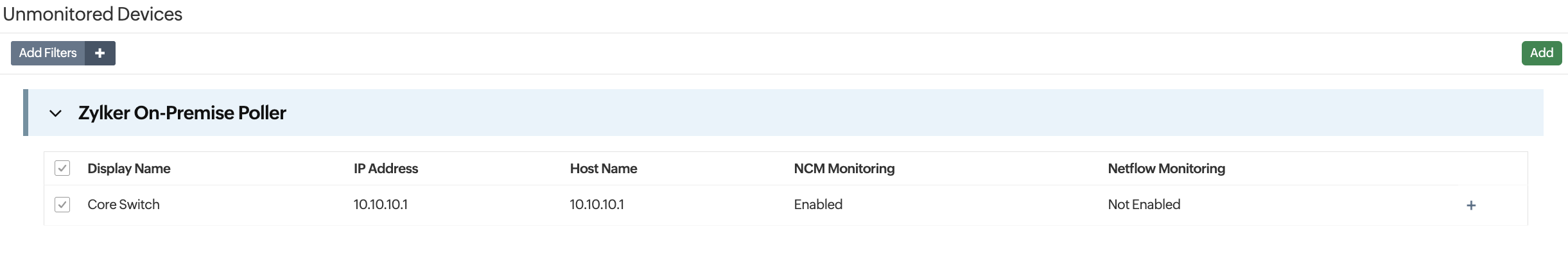 Unmonitored devices in network monitoring