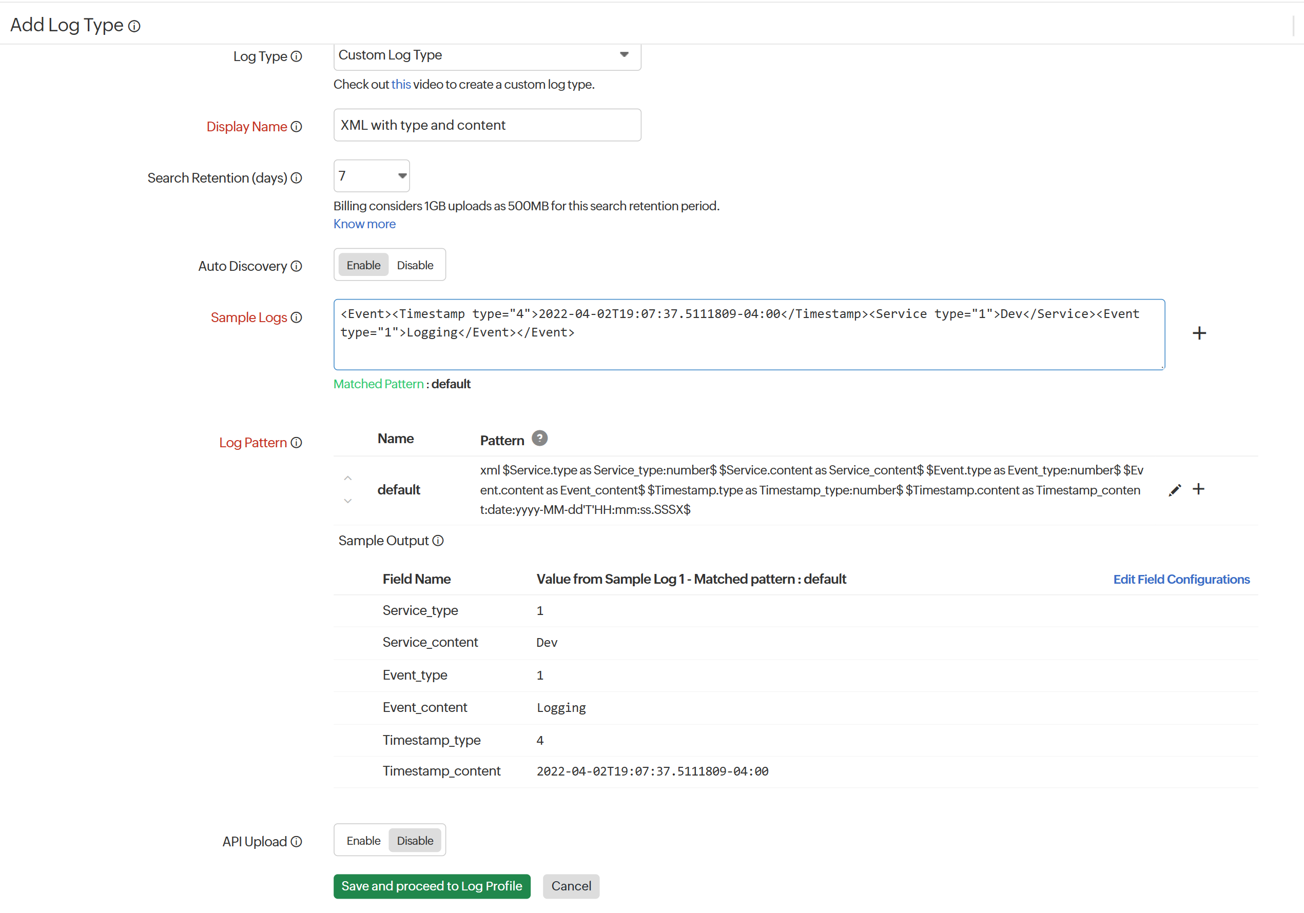 XML log with type and content xml-logs-with-type-and-content